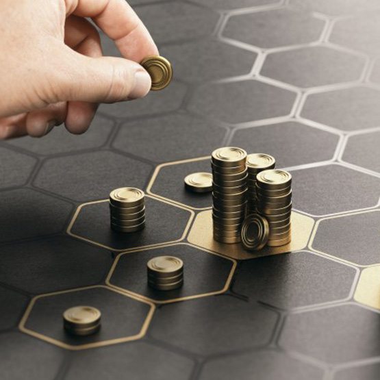 Coins arranged on hexagonal grid