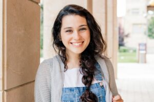 Teenage girl smiling. 